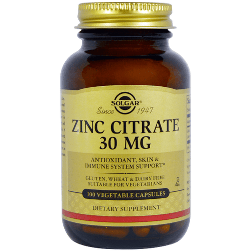 Solgar Zinc Citrate 30mg 100 Vegetable Capsules