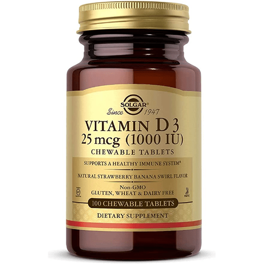 Solgar Vitamin D3 (Cholecalciferol) 25mcg (1000 IU) 100 Chewable Tablets