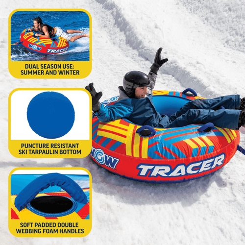 WOW Watersports Tracer Snow Tube Towable for Summer and Winter Action
