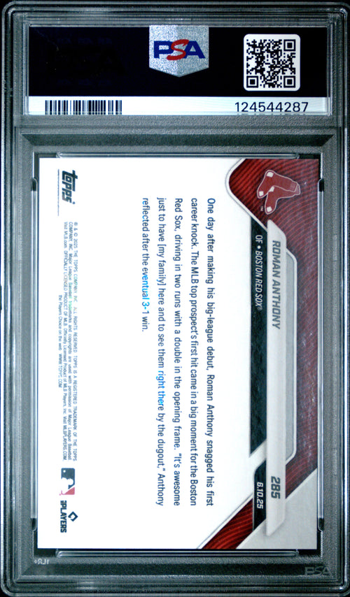 Graded 2025 Topps Now Roman Anthony #285 Red Foil /5 Rookie RC Baseball Card PSA 9 Mint