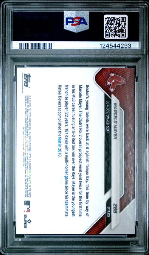 Graded 2025 Topps Now Marcelo Mayer #289 Gold Foil /50 Rookie RC Baseball Card PSA 10 Gem Mint