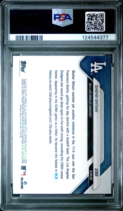 Graded 2025 Topps Now Shohei Ohtani #298 Gold Foil /50 Baseball Card PSA 9 Mint