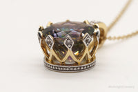 VTG Mystic Topaz Cubic Zirconia Gold Vermeil Sterling Silver Crown Necklace