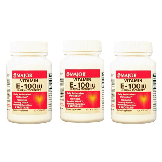 Major Vitamin E-100 IU 100 Sofgels * 3 Pack