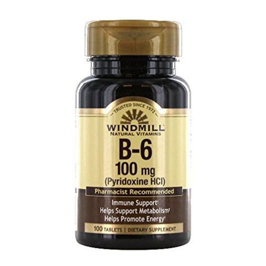 Windmill Natural Source Vitamin B-6, 100 Mg Tablets