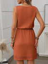 Breezy Waffle-Knit Drawstring Mini Tank Dress