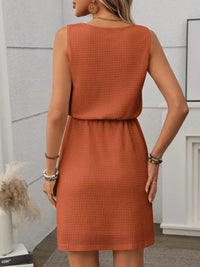 Breezy Waffle-Knit Drawstring Mini Tank Dress