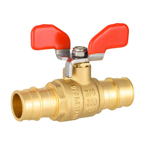 3/4" PEX-A Expansion Butterfly Ball Valve, Red (Lead Free) Plumbingsell
