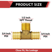 PEX-B Crimp Male Tee 3/4" PEX x 3/4" PEX x 1/2" Male Tee (Lead Free) Plumbingsell