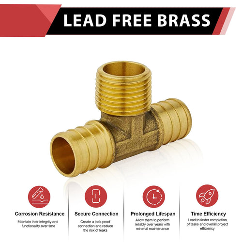 PEX-B Crimp Male Tee 3/4" PEX x 3/4" PEX x 1/2" Male Tee (Lead Free) Plumbingsell