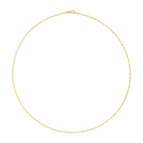 Unisex Solid 14K Yellow Gold 1.5mm Paperclip Chain Necklace - 18 Inches