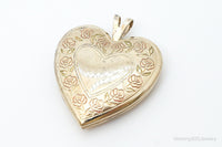 Antique GF Rose Etched Sterling Silver Heart Picture Locket Pendant
