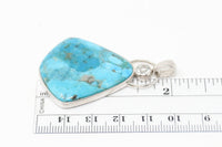 Vintage Southwest Style Mosaic Turquoise Cz Sterling Silver Necklace Pendant