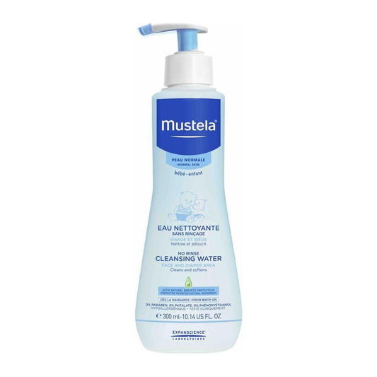 Mustela Cleansing Water, No Rinse, Face and Diaper Area, Normal Skin 10.14 Oz