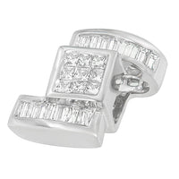 14K White Gold 1 2/5 cttw Princess and Baguette Cut Diamond Zig Zag Pendant Necklace (H-I, SI1-SI2)