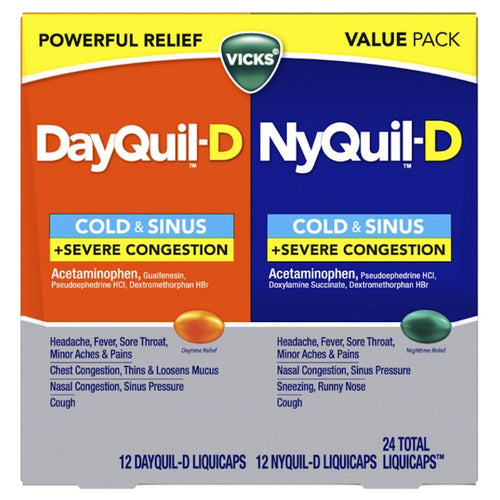 Vicks Dayquil-D & NyQuil-D Liquicaps Twin Pack