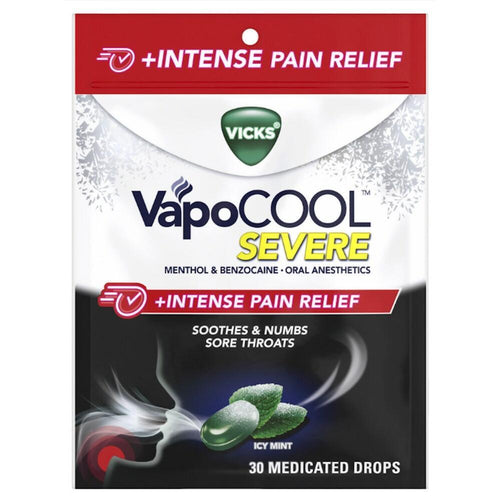Vicks VapoCool Wintergreen Severe Medicated Cough Drops