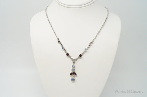 Designer Nicky Butler Moonstone Garnet Sterling Silver Necklace