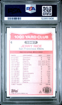 Graded 1988 Topps Jerry Rice #4 1000 Yard Club Football Card PSA 9 Mint