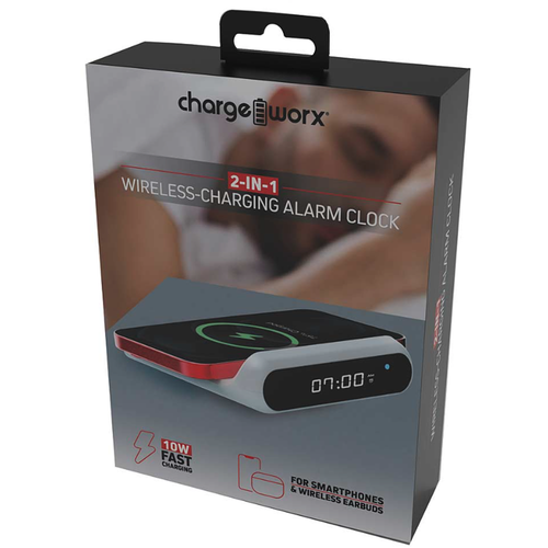 Chargeworx® 2-in-1 Wireless Charging Alarm Clock