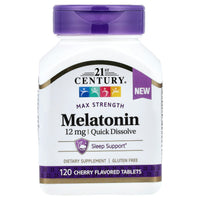 21st Century Melatonin, Max Strength, Cherry, 12 Mg, 120 Tablets