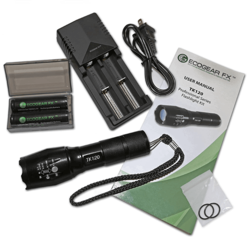 EcoGear FX TK120 Professional LED Flashlight Kit with Batteries and Charger
