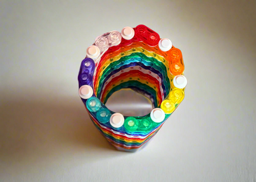 Semi-Transparent Rainbow Skinny Modular Vase – Built with Major Brand Compatible Bricks