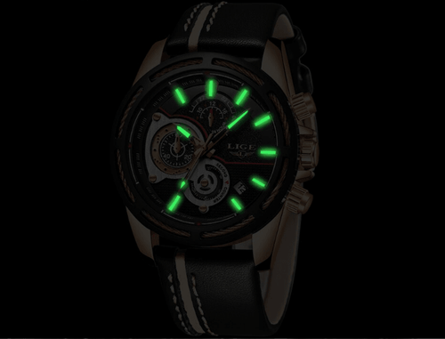 Waterproof Men's Sports  Watch With Leather Transparent Belts, Chronometers Day View Perfect Gift
