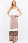 Celeste Full Size Leopard Color Block Tube Maxi Dress Plus Size