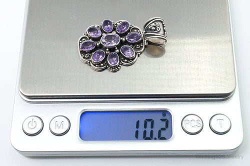 Large Indonesia Designer ATI Amethyst Sterling Silver Necklace Pendant