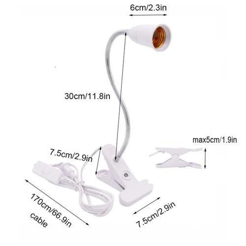 360° Flexible LED Grow Light with E27 Base, Clip-On Gooseneck & Switch