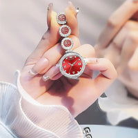 Women's Elegant Bracelet Quartz Watch Red Dial Waterproof