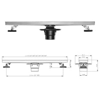 Linear Shower Drain 32" with Removable Grate, Matte Black Polished 304 Stainless Steel Shower Drain, Shower Drain, Floor Shower Drain with Hair Strainer, Adjustable Levelingft