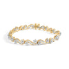 10k Yellow Gold 3.00 Cttw Round-Cut and Baguette-Cut Floral Link 7.25" Bracelet (I-J Color, I1-I2 Clarity)