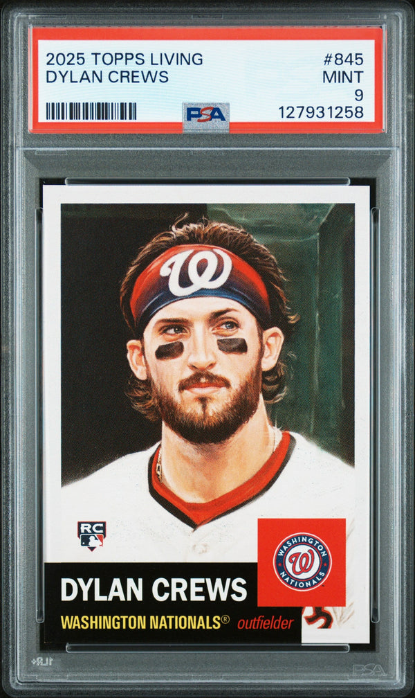 Graded 2025 Topps Living Dylan Crews #845 Rookie RC Baseball Card PSA 9 Mint