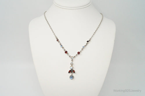 Designer Nicky Butler Moonstone Garnet Sterling Silver Necklace