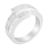 14K White Gold 2.0 Cttw Channel-Set Princess and Baguette-Cut Diamond Bypass Ring Band (G-H Color, SI1-SI2 Clarity) - Ring Size 6.5