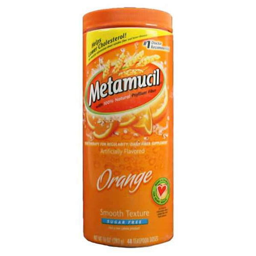 Metamucil Multi-Health Psyllium Fiber Supplement Sugar-Free Powder, Orange Flavored, 48 Servings