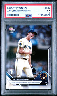 Graded 2025 Topps Now Jacob Misiorowski #402 Rookie RC Baseball Card PSA 5 Excellent