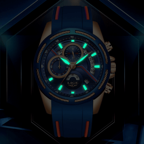Men's Waterproof Modern Watch With Rubber Straps Multifunction Watches Unique Design Perfect Gift