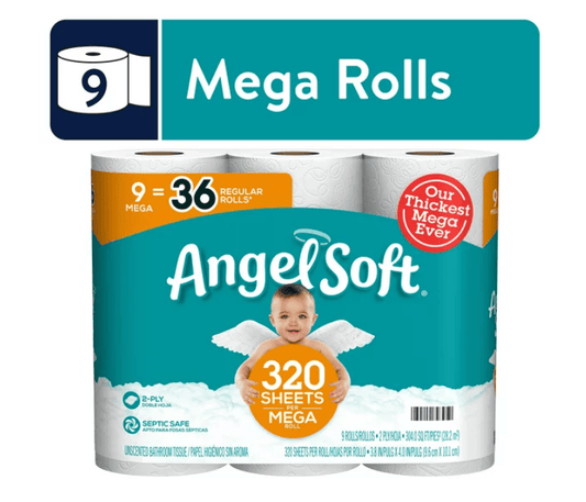 Angel Soft Toilet Paper; 9 Mega Rolls EasyOptionXY LLC