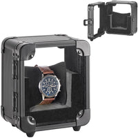 Vilcjson Aluminum Watch Box - Men Watch Display Case with Clear Acrylic Lid Single Watch Organizer Box Watch Storage Holder Watch Case with Removable Watch Pillow Black 5.12 x 3.74 x 6.3 Inches