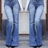 Cowgirl Chic Wide Flare Jeans - Stylish Denim Flare Pants for Trendy Women