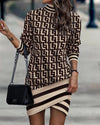 Wild West Chic Long-Sleeved High-Neck Irregular Dress for Cowgirls