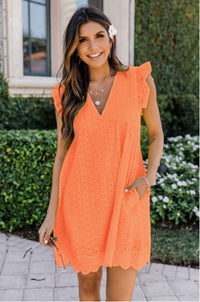 Women's Country Lace Jacquard Hollow V-Neck Dress