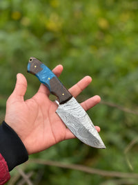 Gutting Knives – 10" Handmade Damascus Steel Hunting Knife with Rosewood or Resin Handle & Leather Sheath