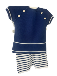 Paz Rodriguez - Navy and White Knit Top