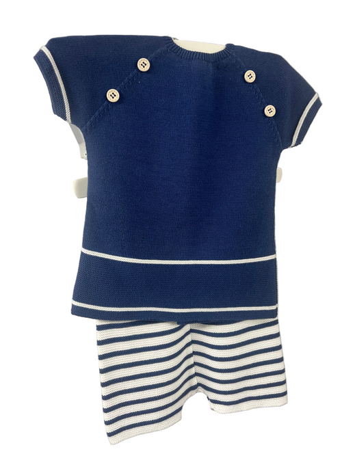 Paz Rodriguez - Navy and White Knit Top