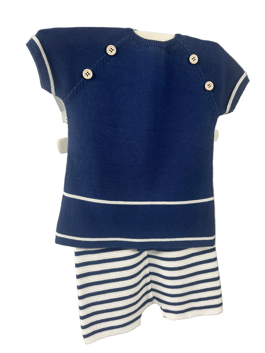 Paz Rodriguez - Navy and White Knit Top