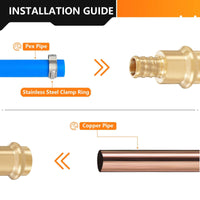 30 Pcs 1/2" Press x 1/2" PEX Crimp Brass Adapter (Lead Free)